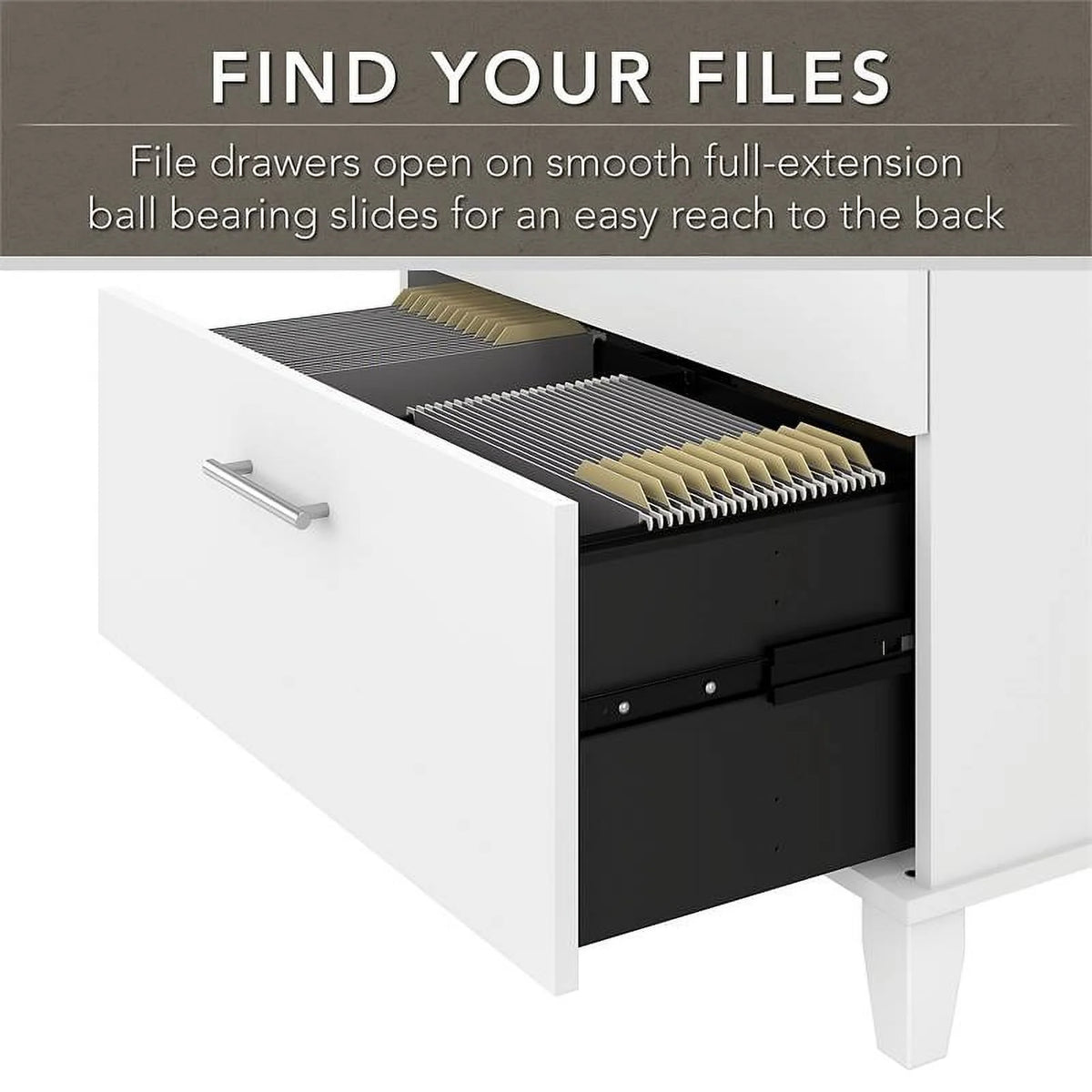 White L Shaped Desk with Hutch & File Cabinet H666213