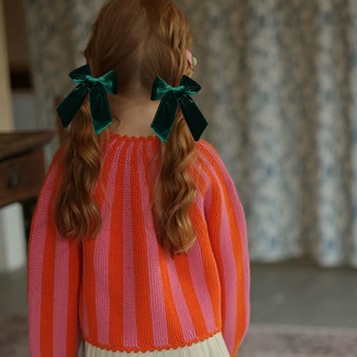 Red Velvet Ribbon Hair Bows 6PCS 3 Styles G4514