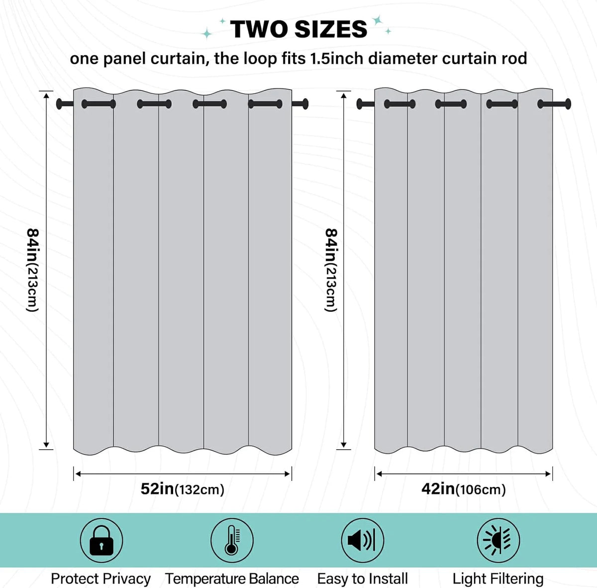 Black Out Curtain 84" 1 Panel Q35544