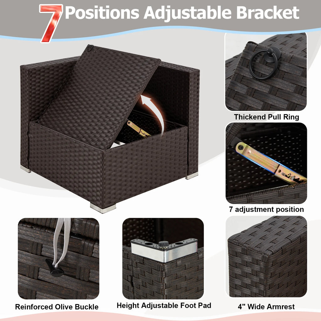 7 Piece All-Weather Rattan Wicker Patio Furniture Set O6013