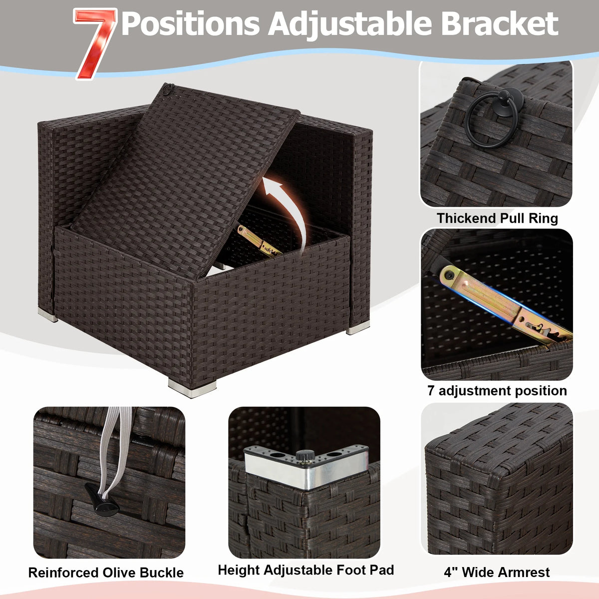 7 Piece All-Weather Rattan Wicker Patio Furniture Set O6013