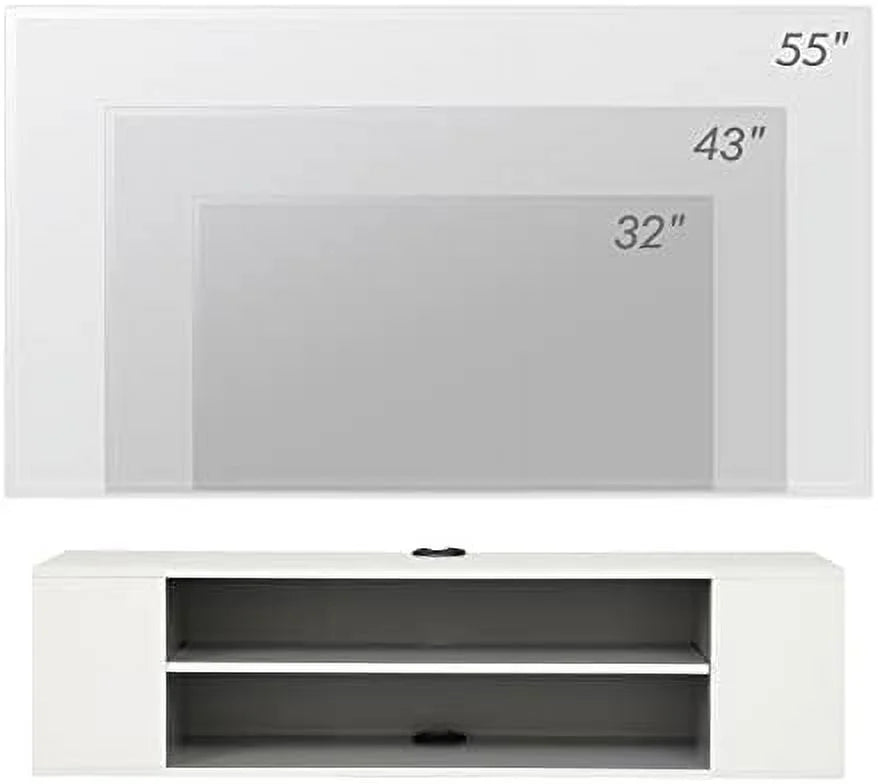 Floating TV Stand with LED Lights Wall Mounted Grey White 39.4 Inch P654