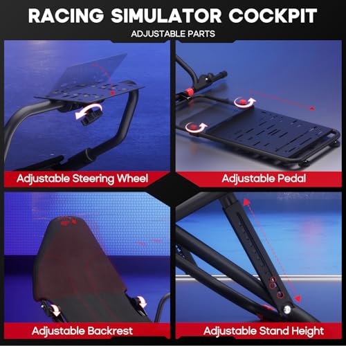 Foldable Racing Simulator Cockpit with TV Stand and Seat N367