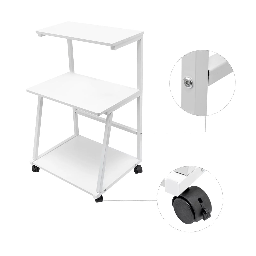 3-Tier Printer Stand Cart with Storage and Casters S428