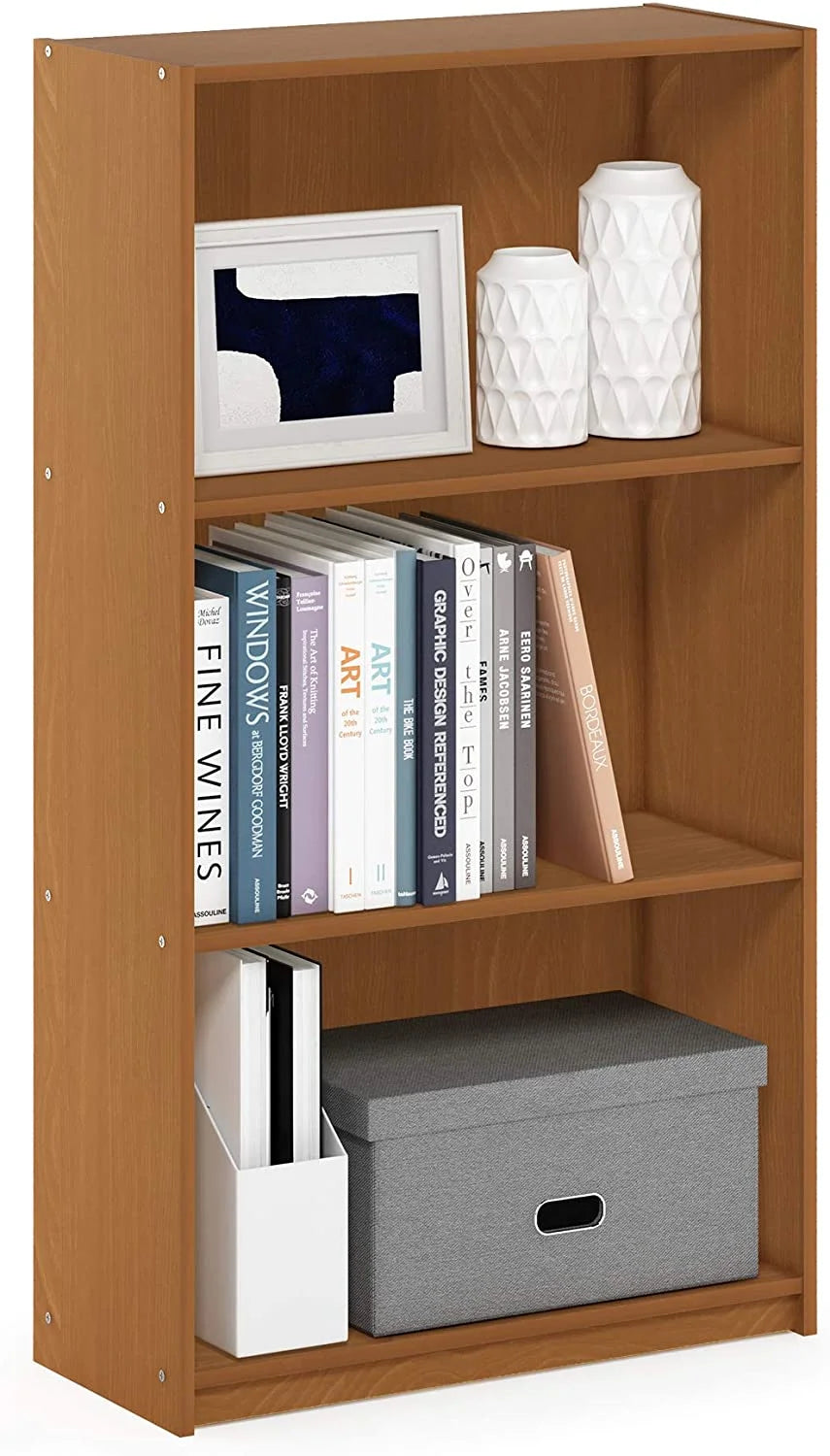 3-Tier Natural Oak Bookcase Storage Shelves W56532