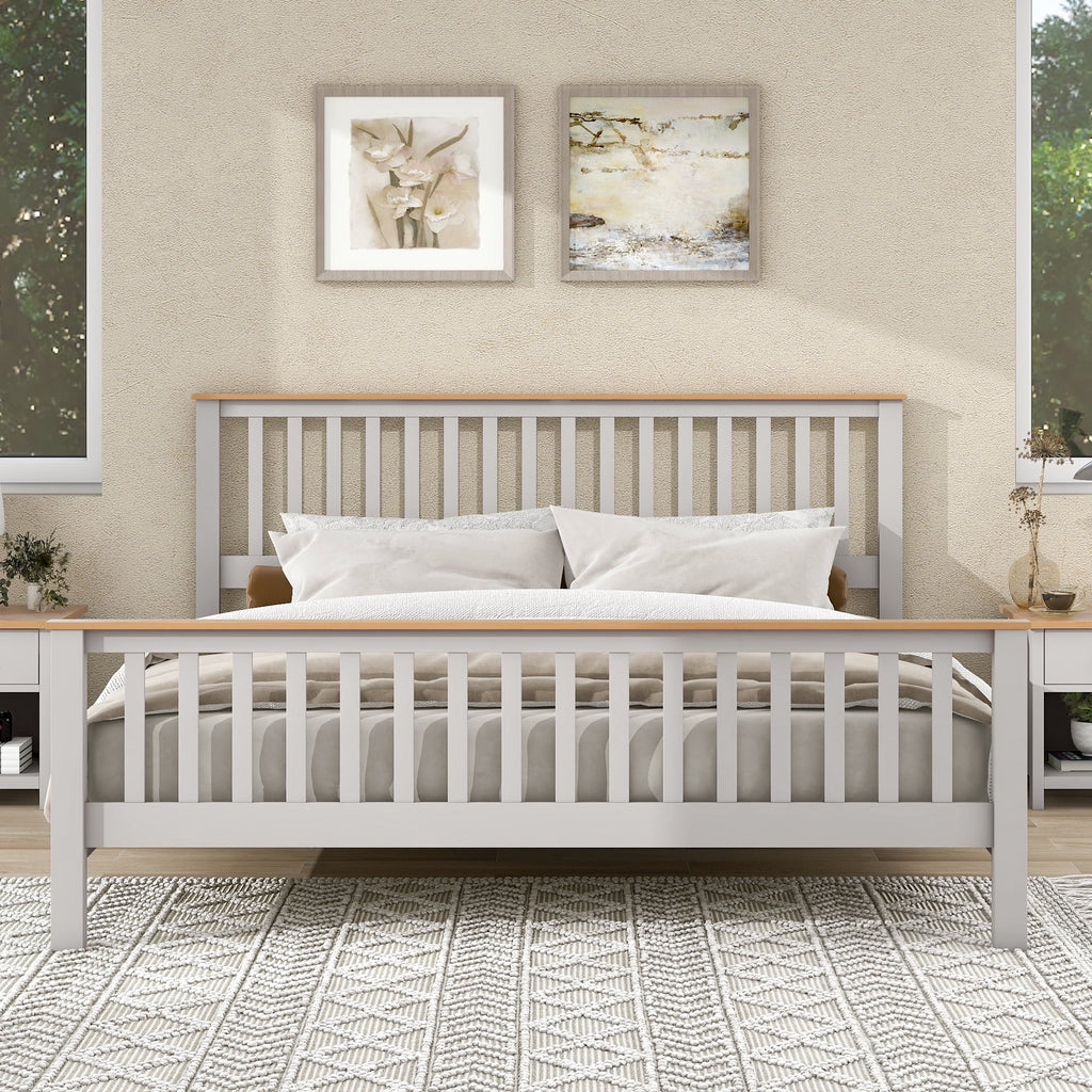 King Size Solid Wood Platform Bed with Headboard Z194