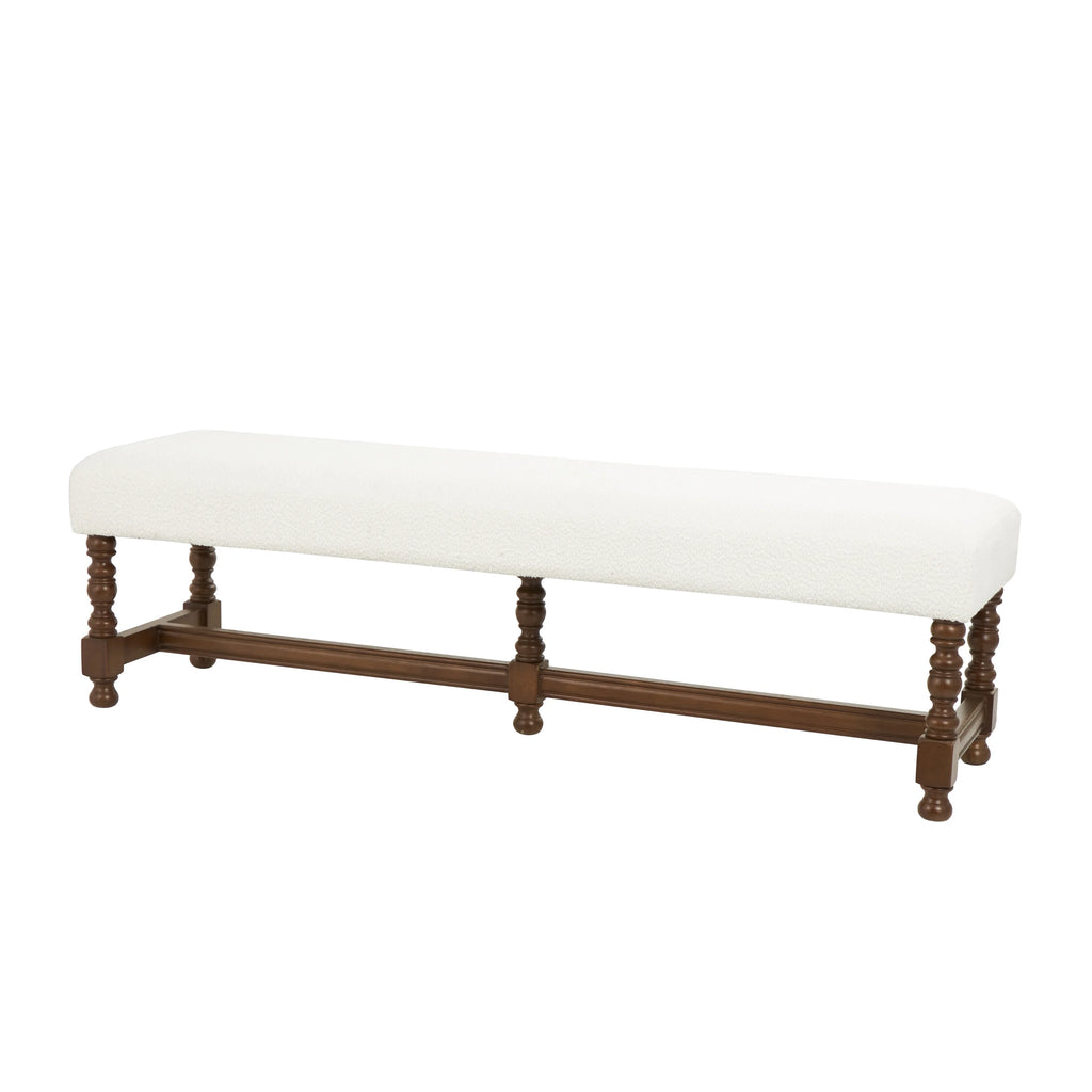 Fabric Bench with Brown Traditional Wood Turned Legs L628