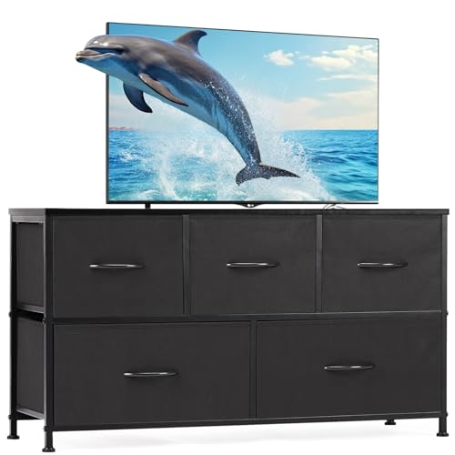 Black 5 Drawer Fabric Dresser H504364