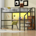 White Queen Loft Bed with Desk and Stairs L45636