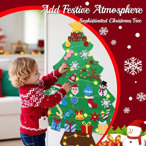 Felt Christmas Tree Set with 34 Detachable Ornament L92501