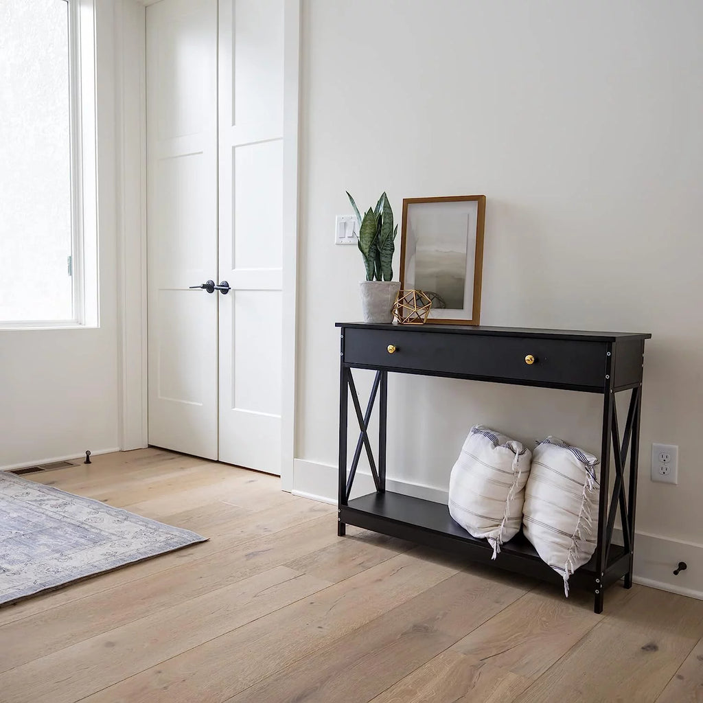 Narrow Wood Entryway Sofa Table with One Large Drawer X64281