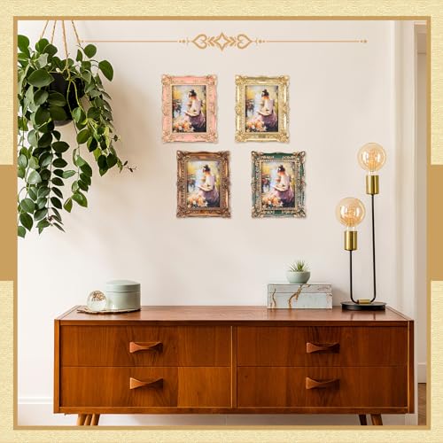 4 Pcs Vintage 4x6 Oval Ornate Picture Frame Set B65836