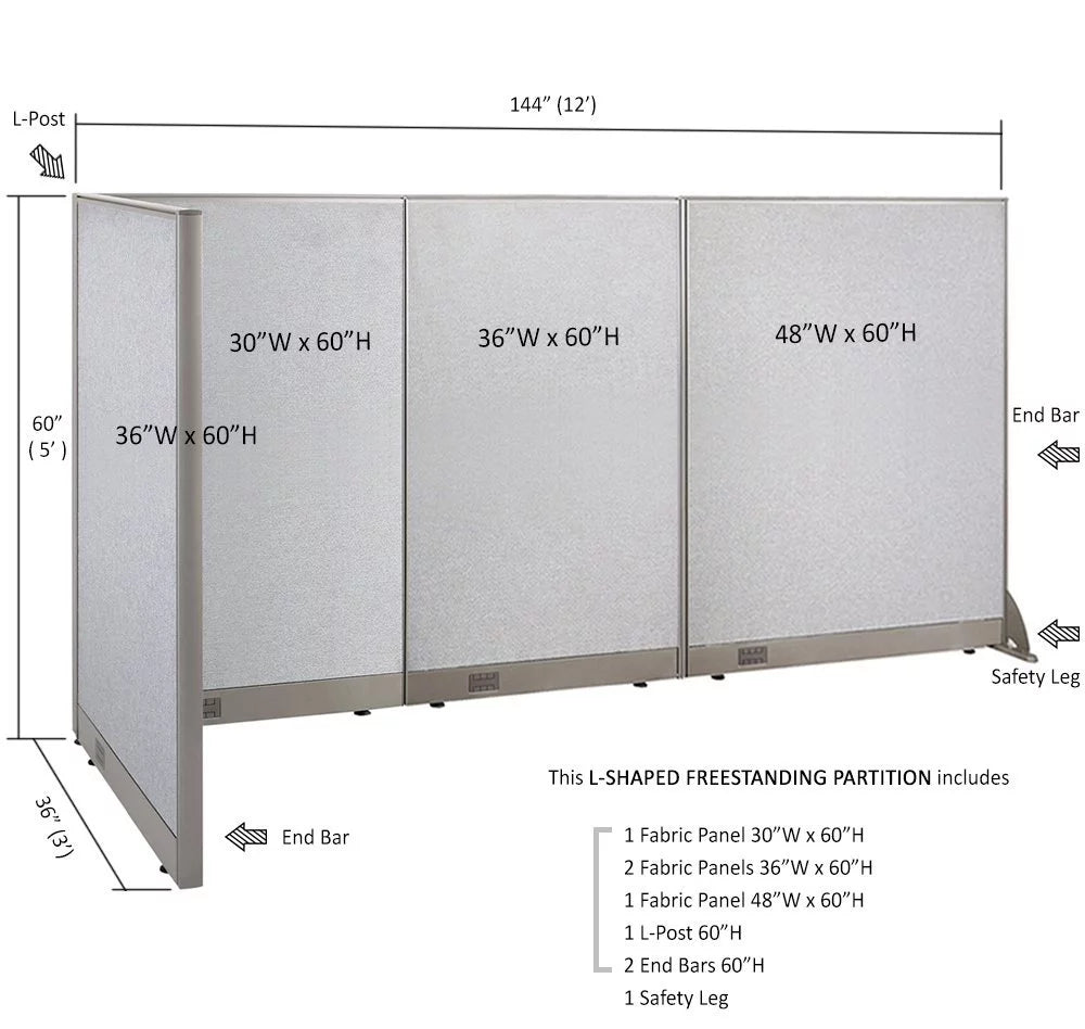 L-Shaped Freestanding Office Partition Q481608