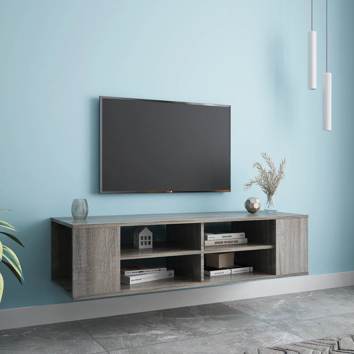 Wall Mounted Floating TV Stand with Adjustable Shelf D28103