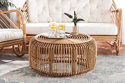 Natural Brown Antique Rattan Coffee Table Z932