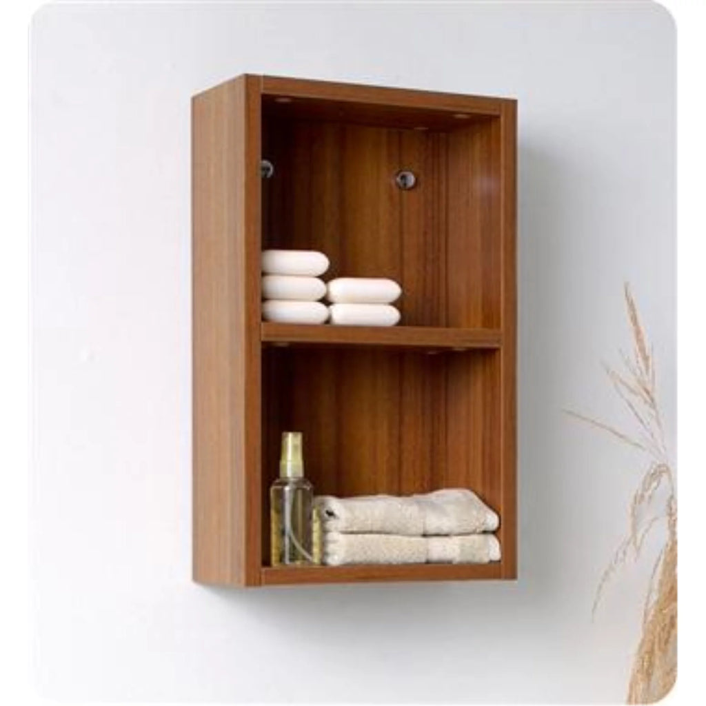 Teak Bathroom Linen Side Cabinet with 2 Open Storage Areas Z930909