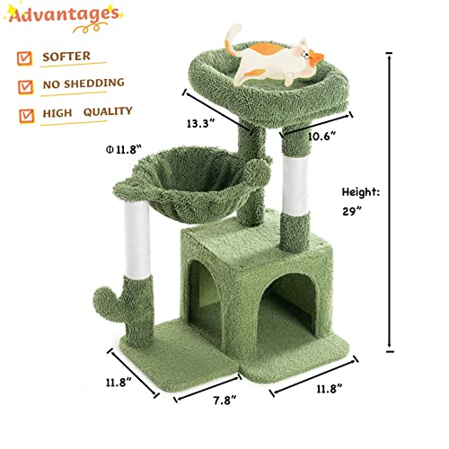 Small Light Gray Cat Tree with Sisal Scratching Post and Hammock Y6908