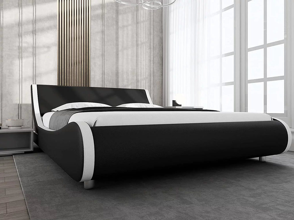 King Size Platform Bed Frame with Adjustable Headboard Y37831