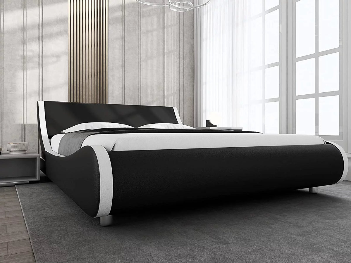 King Size Platform Bed Frame with Adjustable Headboard Y37831