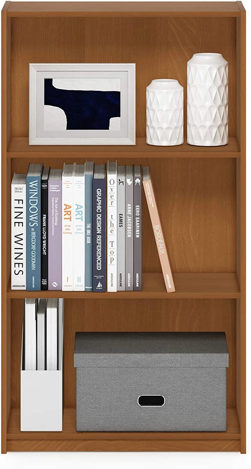 3-Tier Natural Oak Bookcase Storage Shelves W56532