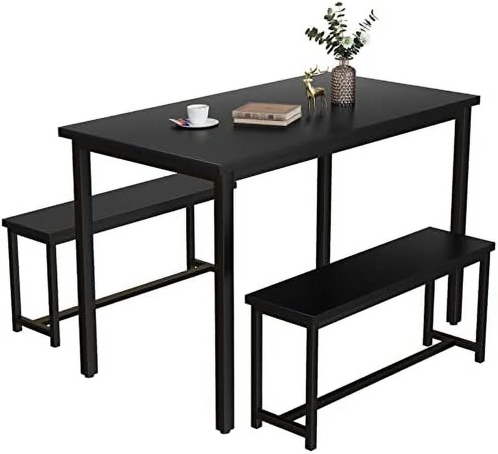 47" 3 Piece Wood Dining Table Set with Benches Y347761