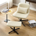 No Wheels Velvet Tufted Rocking Desk Chair with Foot Rest Stool and Lumbar Pillow W586592