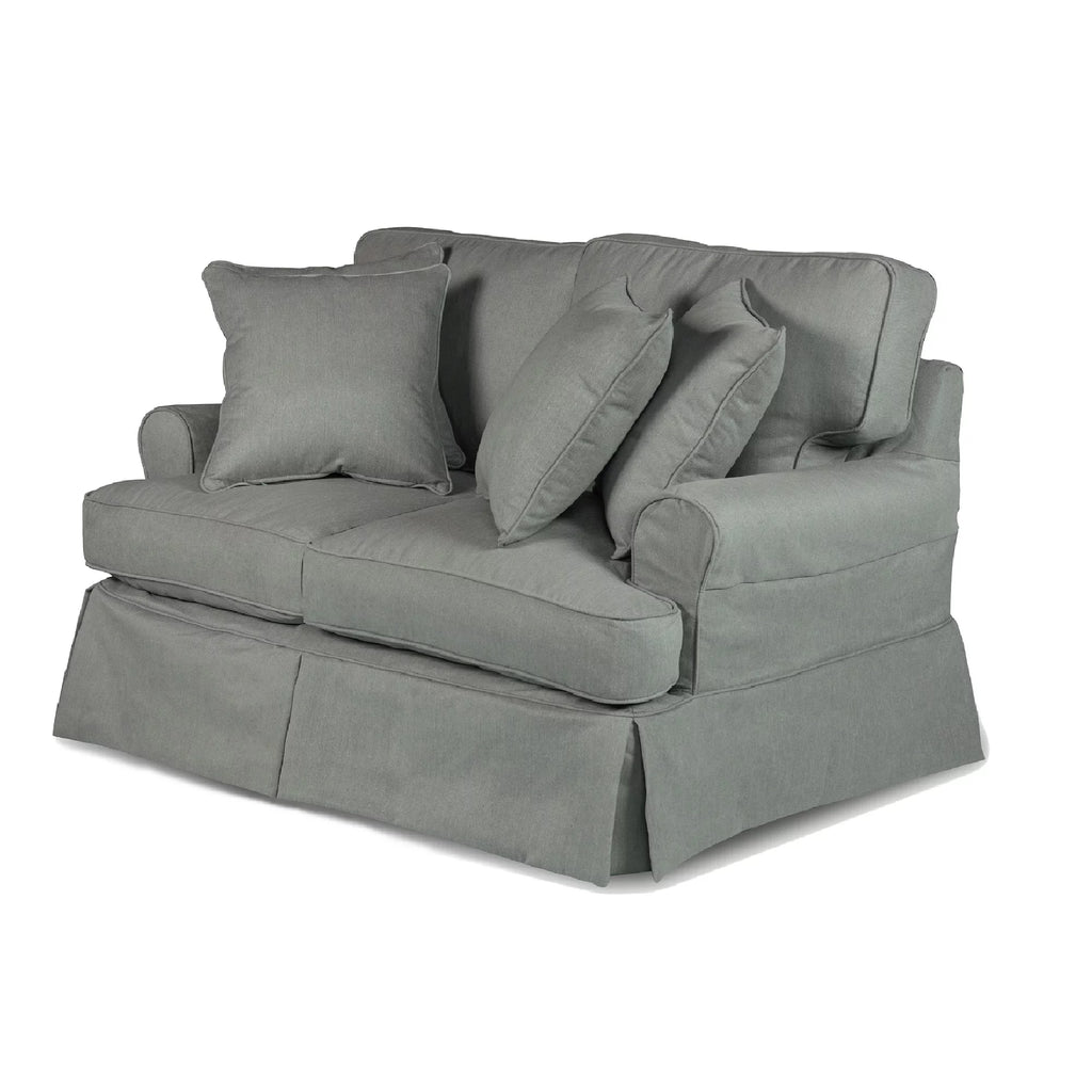 Grey T-cushion Loveseat Cover E6008
