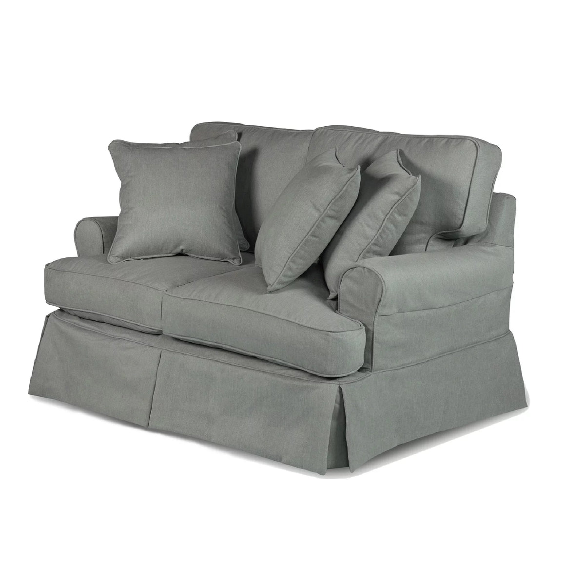 Grey T-cushion Loveseat Cover E6008