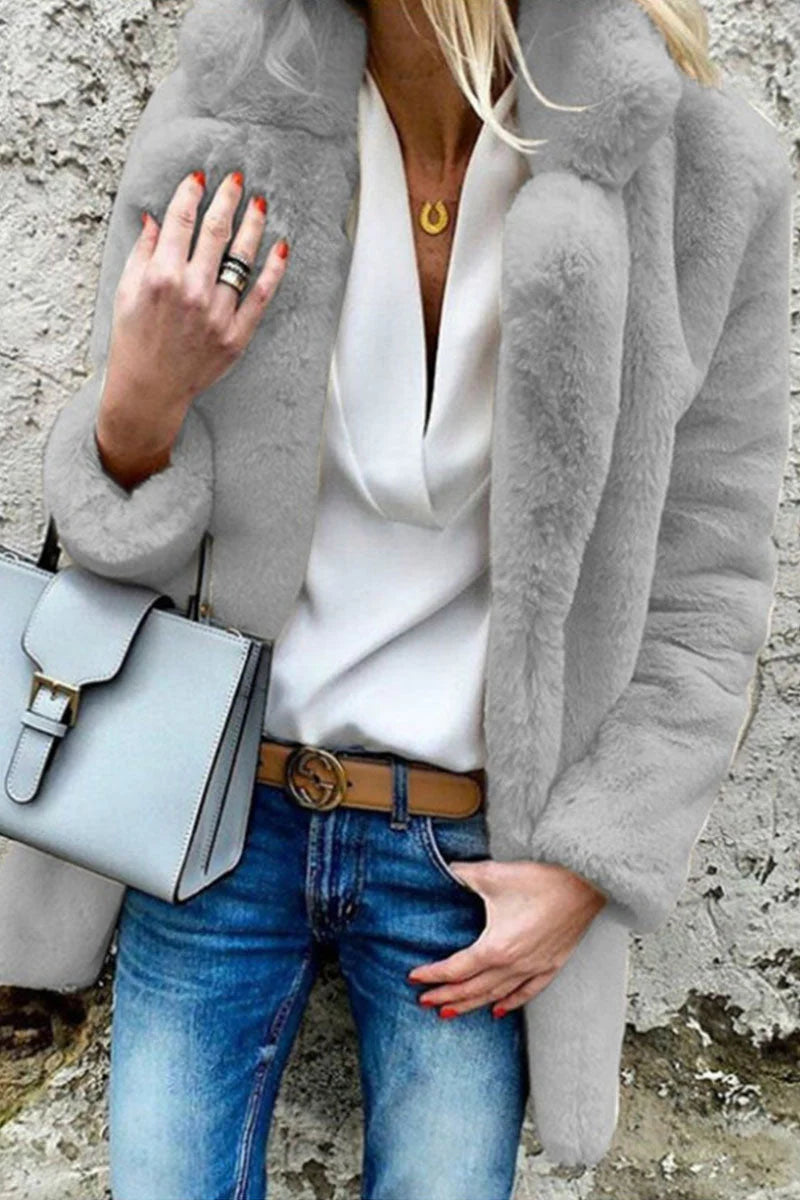 Solid Mandarin Collar Outerwear E325