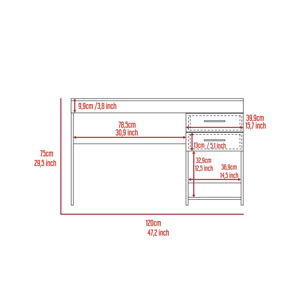 Light Gray Two Drawer Computer Desk with Lower Shelf Q162926