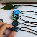 Natural Labradorite Moonstone Polished Drum Stone Quartz Crystal Point Pendant Necklace H107870