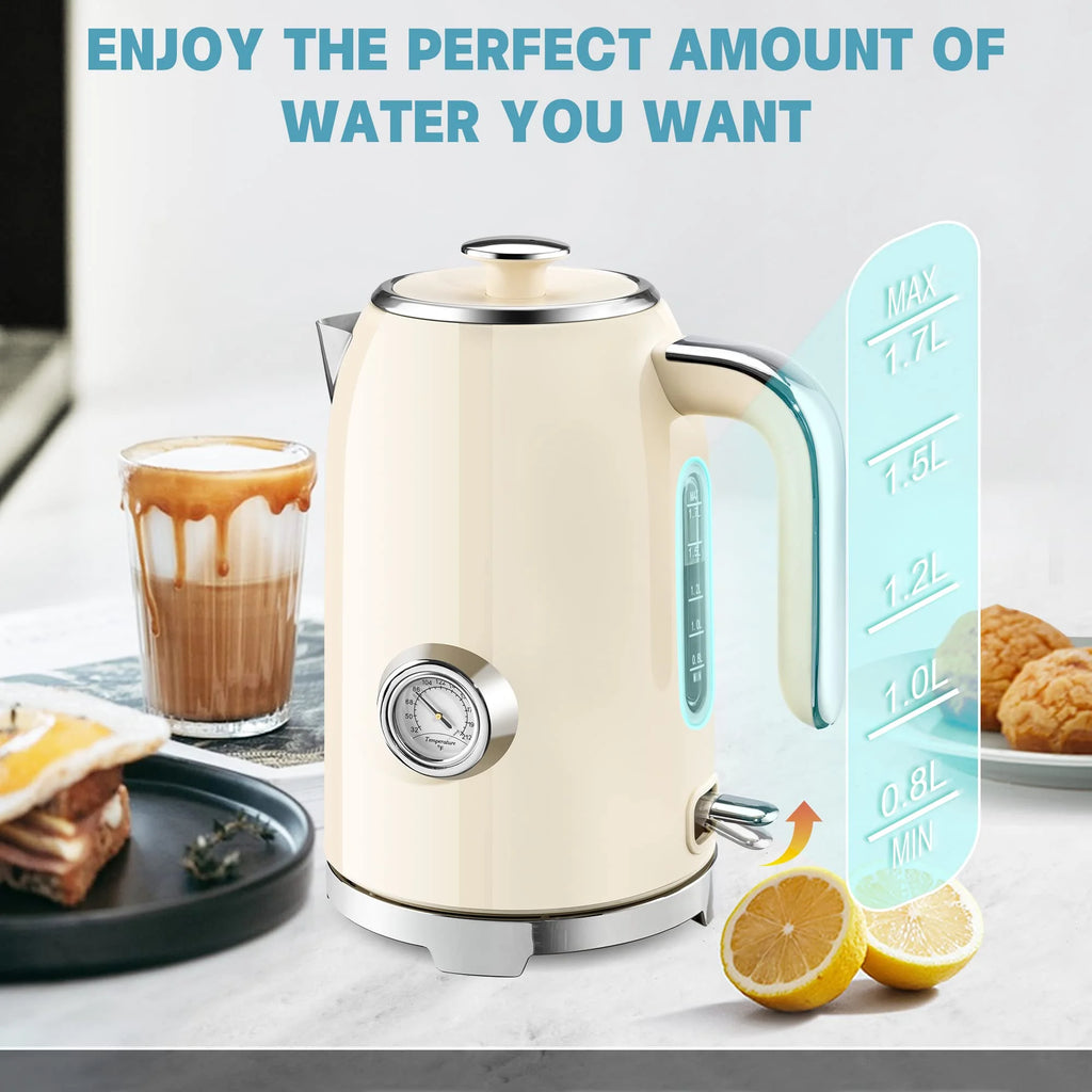 1500W Stainless Steel Electric Kettle with Thermometer H33472