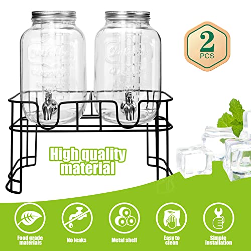 1 Gallon Glass Drink Dispenser with Stand and Stainless Steel Spigot P70010