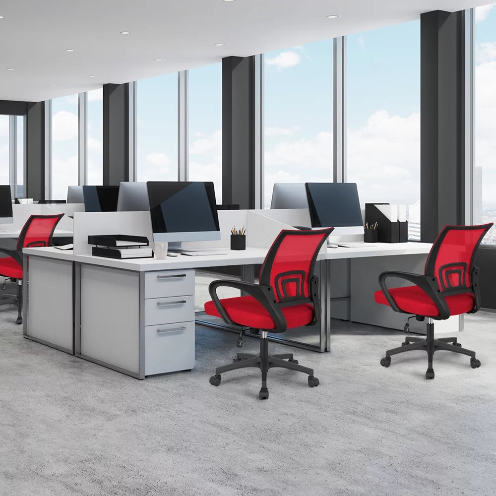 Red Mesh Office Chair with Armrest, Set of 2 L646