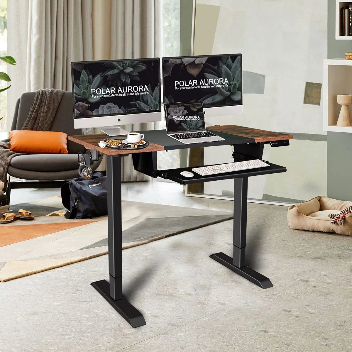 48"x24" Electric Height Adjustable Standing Desk with Drawers G331915