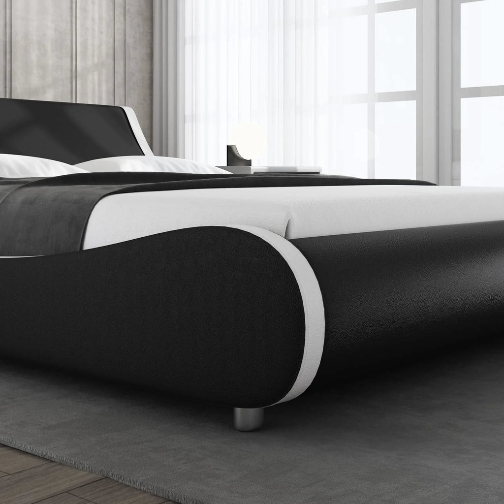 King Size Platform Bed Frame with Adjustable Headboard Y37831