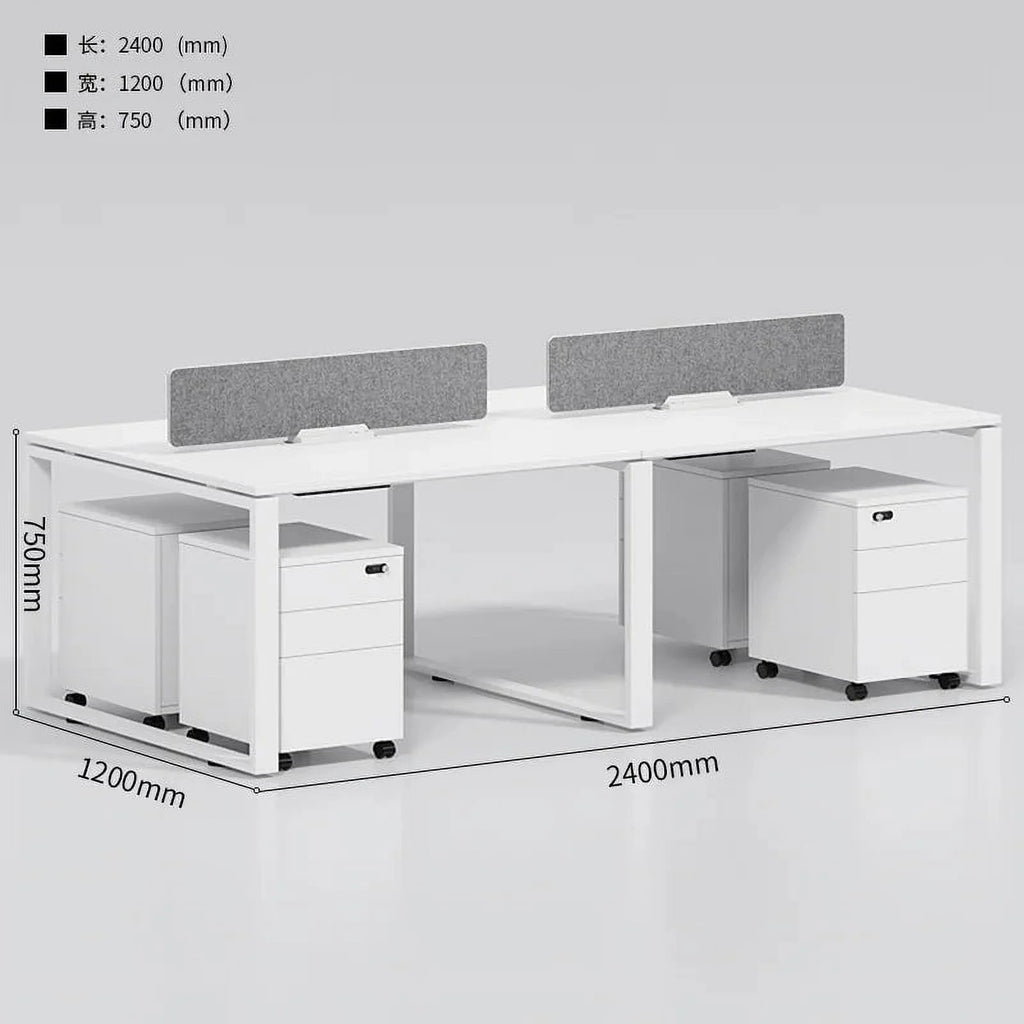 White Wooden Computer Desk with Metal Frame L954853