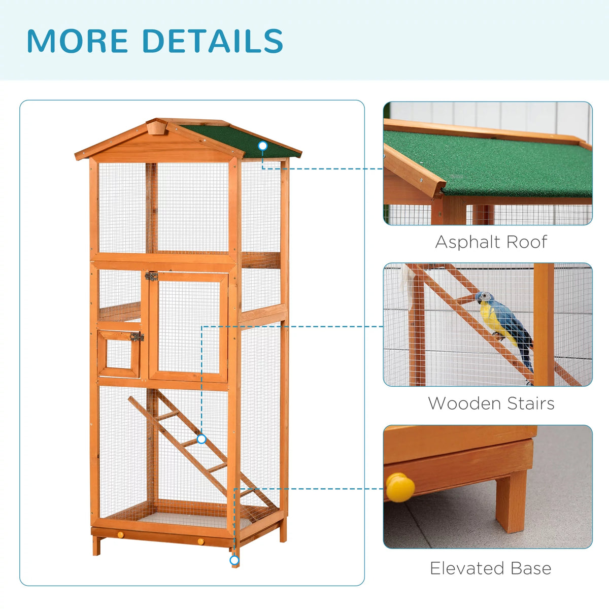 65" Large Wooden Outdoor Bird Cage with 2 Doors Z21426