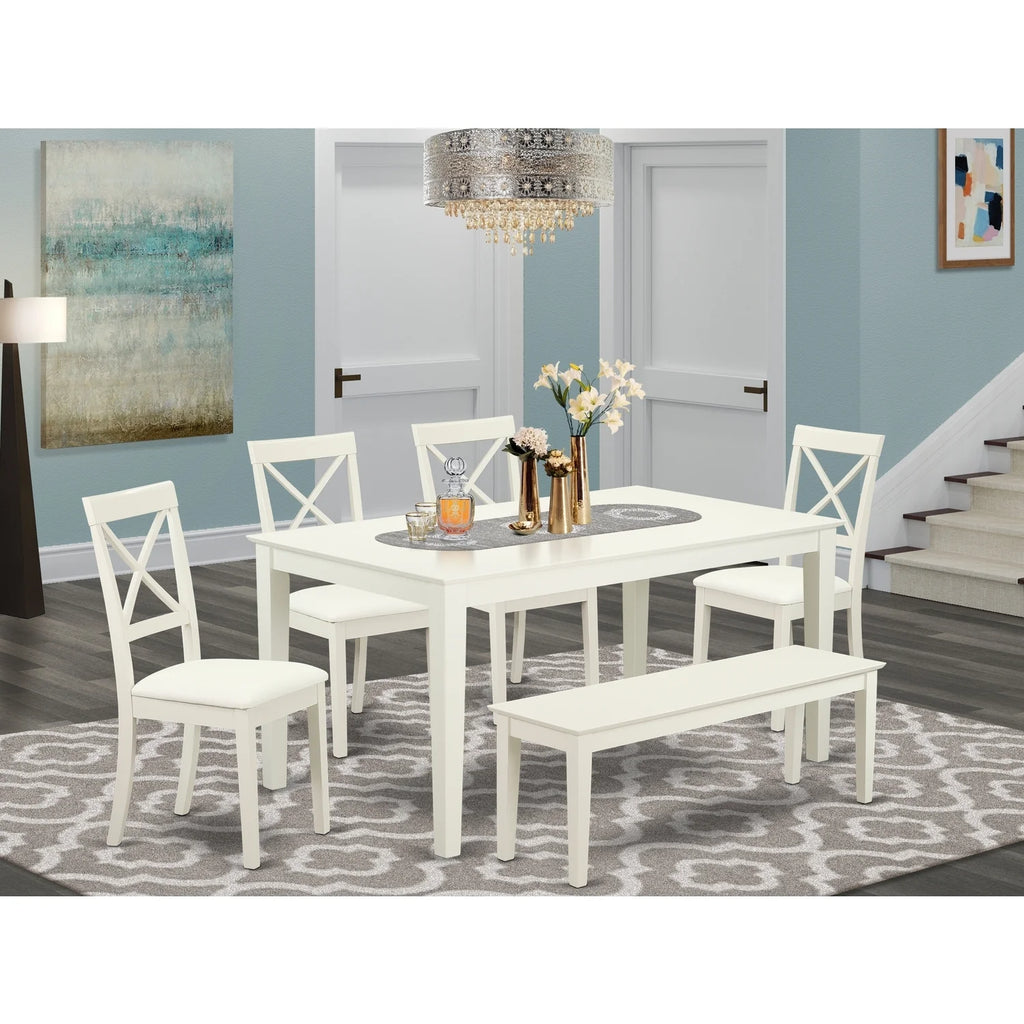 6 Piece Dining Room Set with Table 4 Chairs and Bench X13158