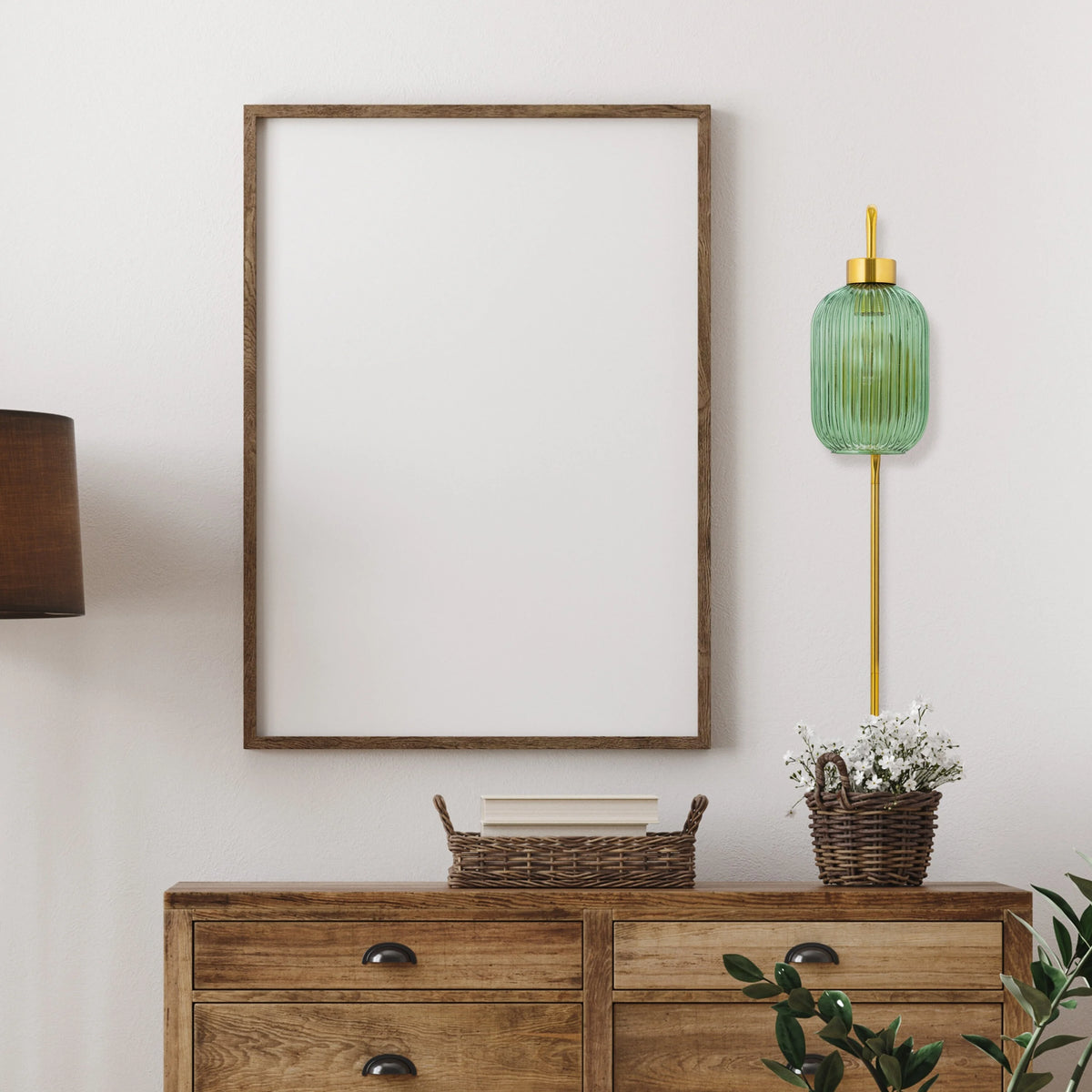 Green Glass and Metal Retro Wall Sconce A343
