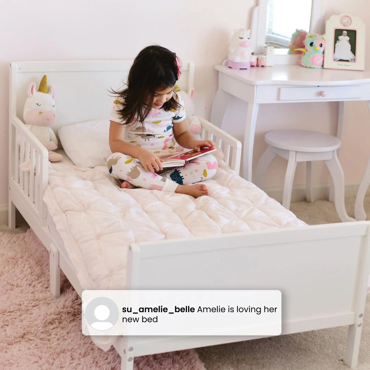 Grey Toddler Bed with Attached Bed Rails H53498