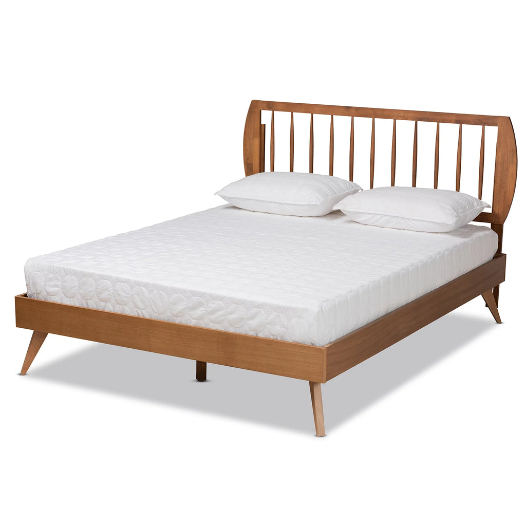 Queen Walnut Brown Engineered Wood Platform Bed G22801