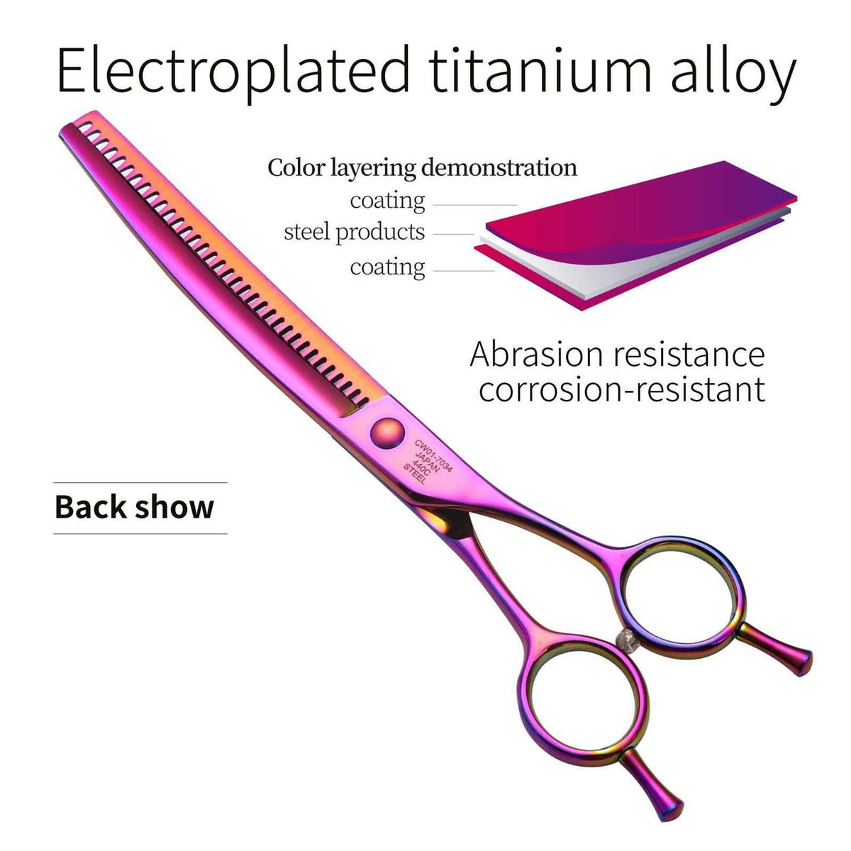 Curved Thinning Pet Grooming Scissors 440C Steel M360943