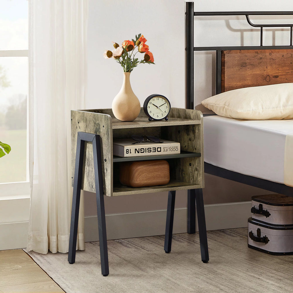 Set of 2 Stackable 2-tier Side End Table Gray R75526