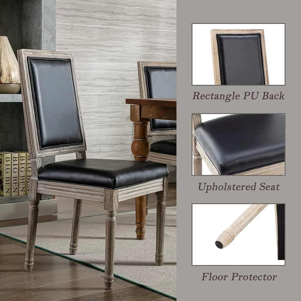 Black Leather Upholstered Dining Chairs Set of 6 V392685