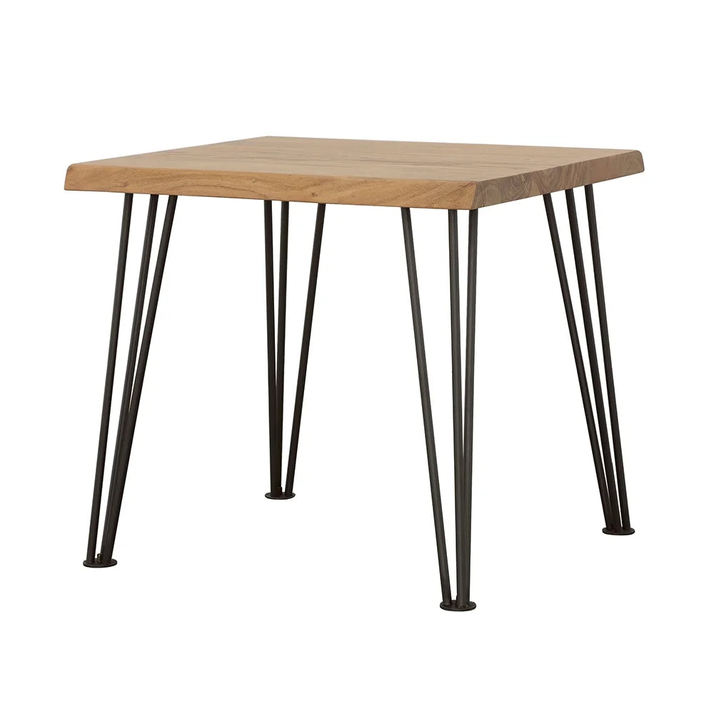 End Table with Hairpin Leg Natural and Matte Black I199