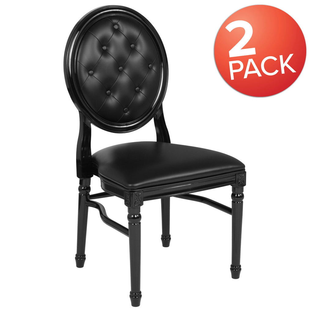 2 Pack Black Vinyl Tufted Back Chair Q9286