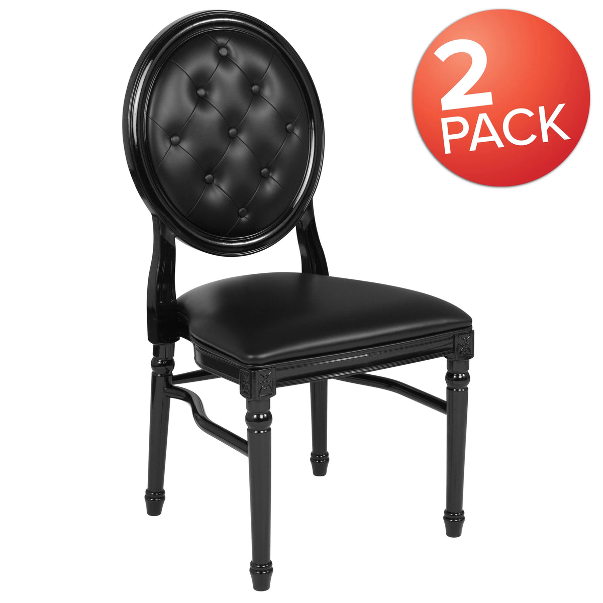 2 Pack Black Vinyl Tufted Back Chair Q9286