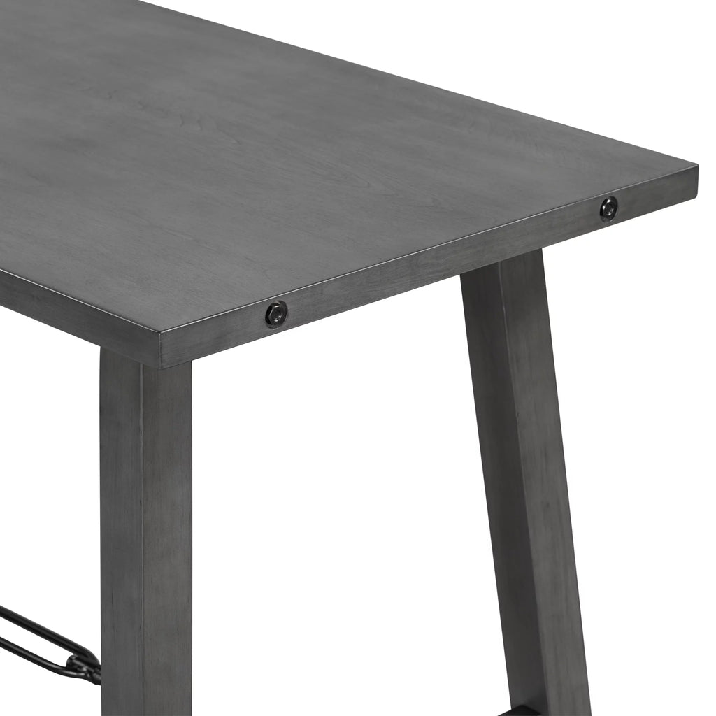 Counter Height Dining Table Solid Wood & Metal Gray L4592