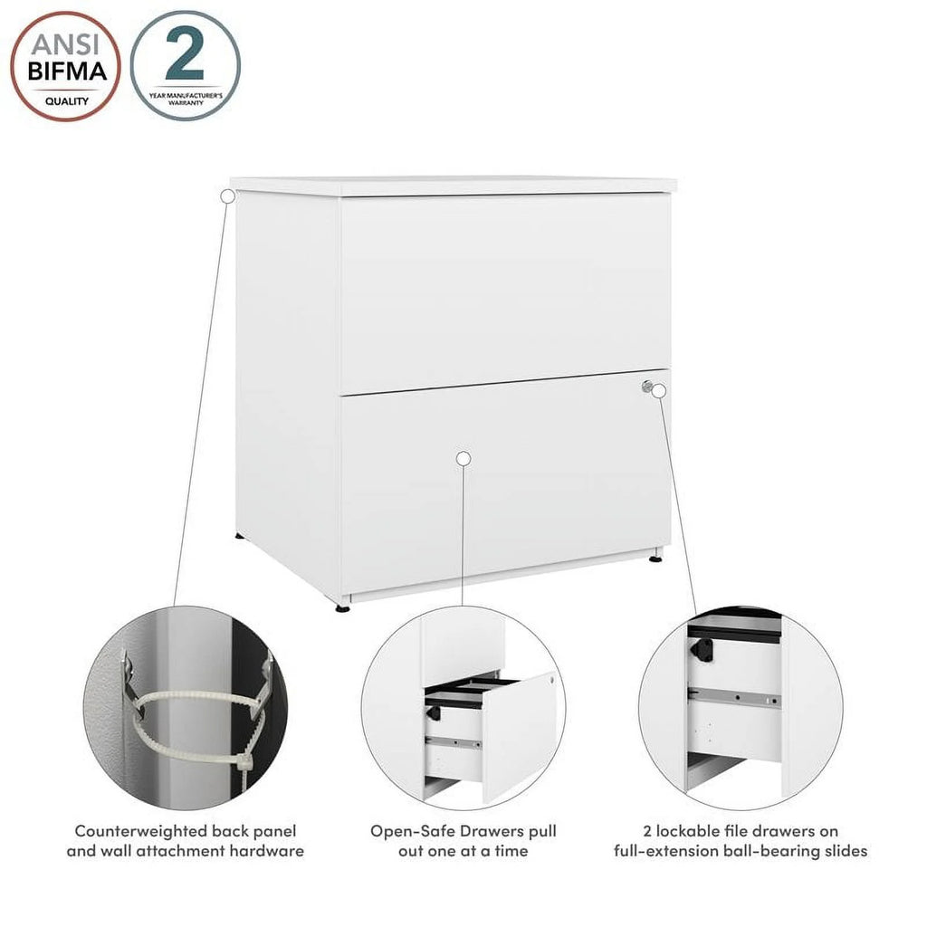 2-Drawer Engineered Wood Lateral File Cabinet in Pure White N741542